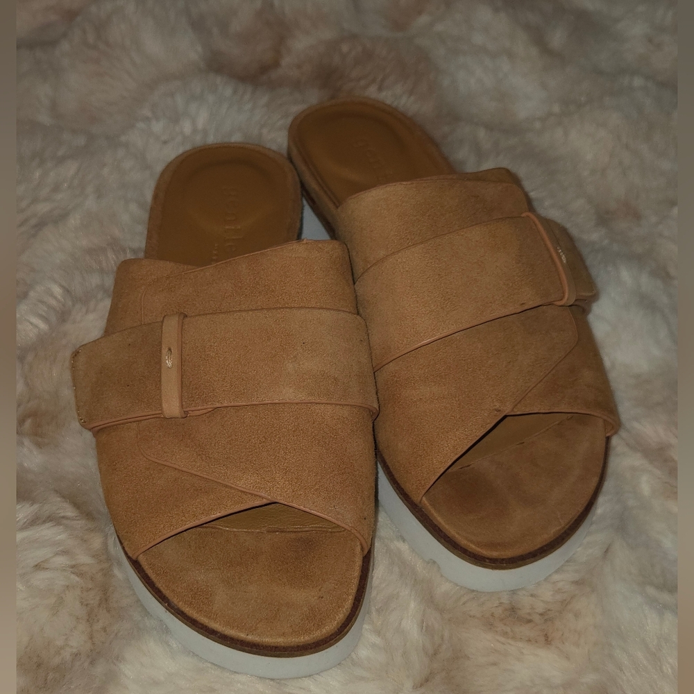 Gentle Souls Brown Suede Slide Sandals By Kenneth Cole - Picture 8 of 10